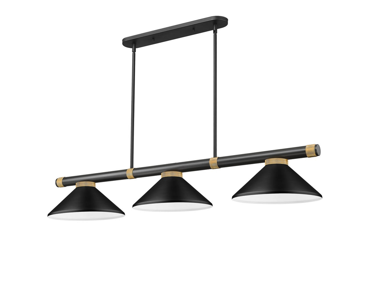 Z-Lite - 3050-3MB-RB-MMB - Three Light Billiard - Vanguard - Matte Black + Rubbed Brass