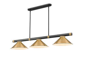 Z-Lite - 3050-3MB-RB-RB15 - Three Light Billiard - Vanguard - Matte Black + Rubbed Brass