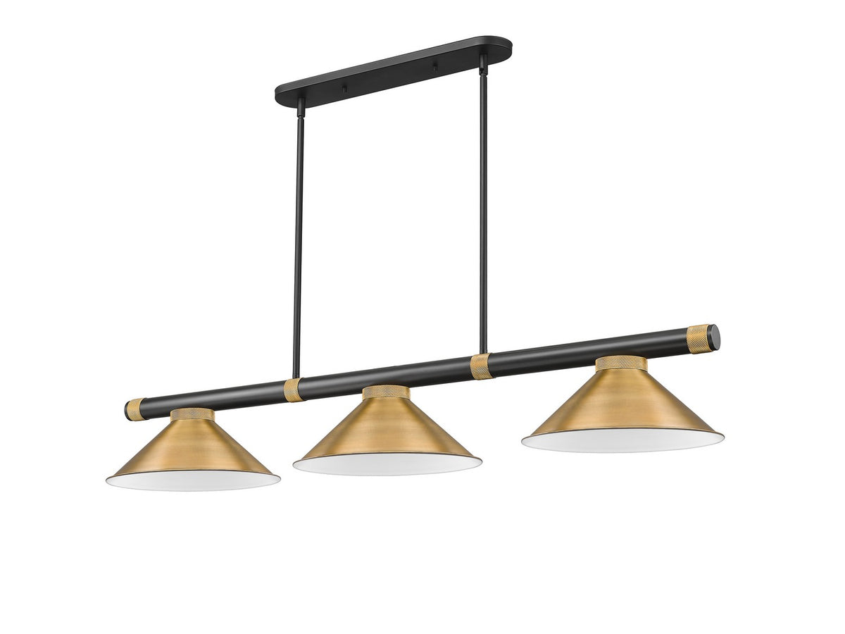 Z-Lite - 3050-3MB-RB-RB15 - Three Light Billiard - Vanguard - Matte Black + Rubbed Brass