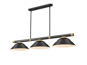 Z-Lite - 3050-3MB-RB-SMB - Three Light Billiard - Vanguard - Matte Black + Rubbed Brass