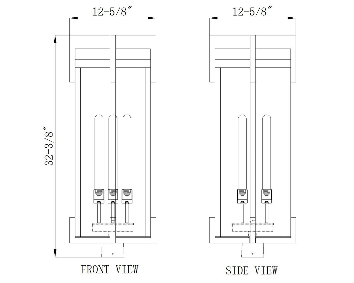 Z-Lite - 5031PHXLS-BK - Three Light Outdoor Post Mount - Fortis - Sand Black