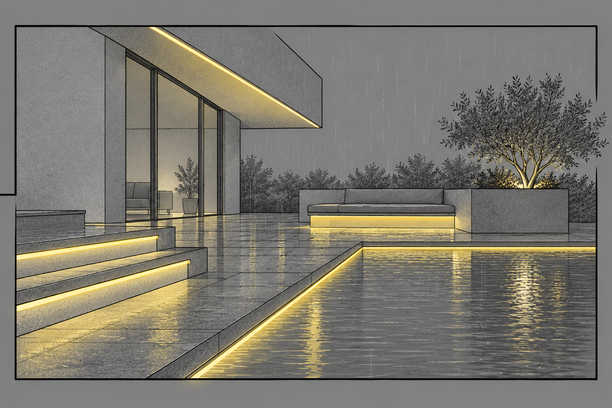 Outdoor linear lighting illustration