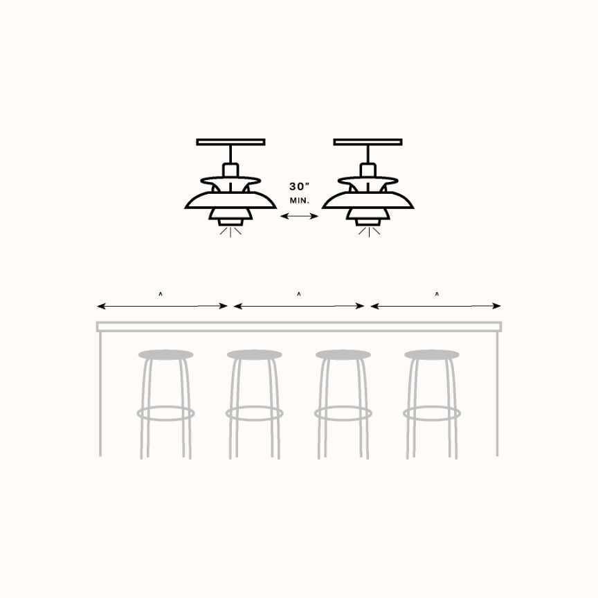 Lighting measurement guide pendant spacing