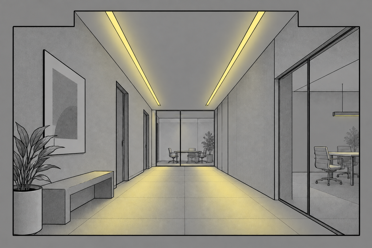 Recessed linear lighting illustration
