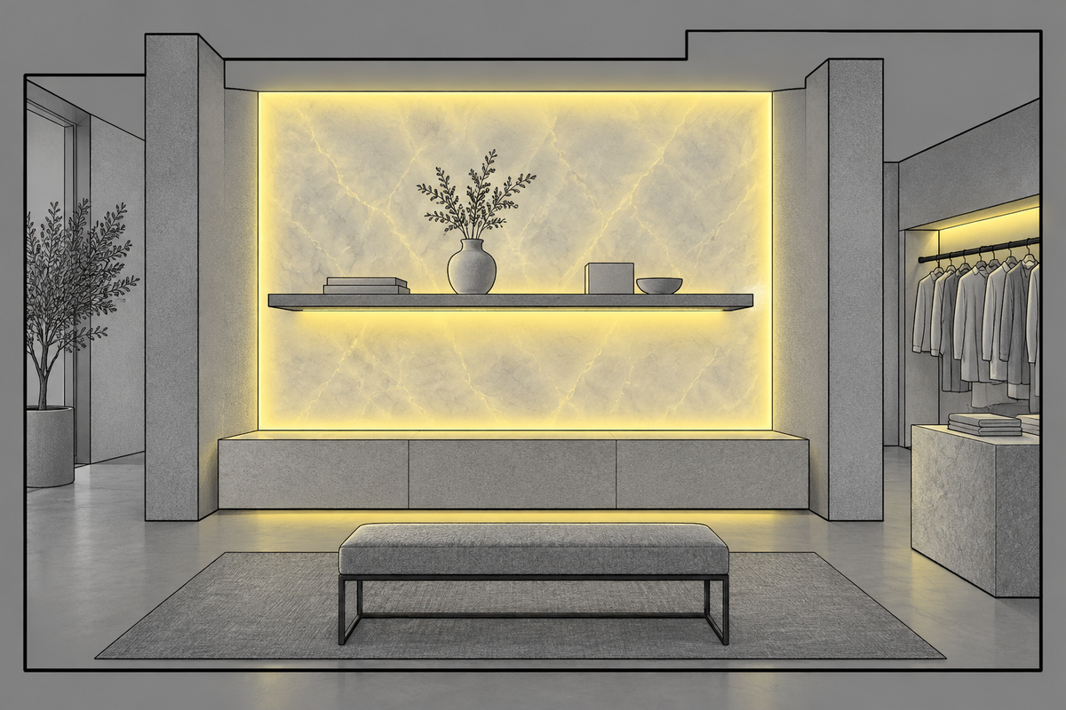 Strip lighting and backlighting illustration