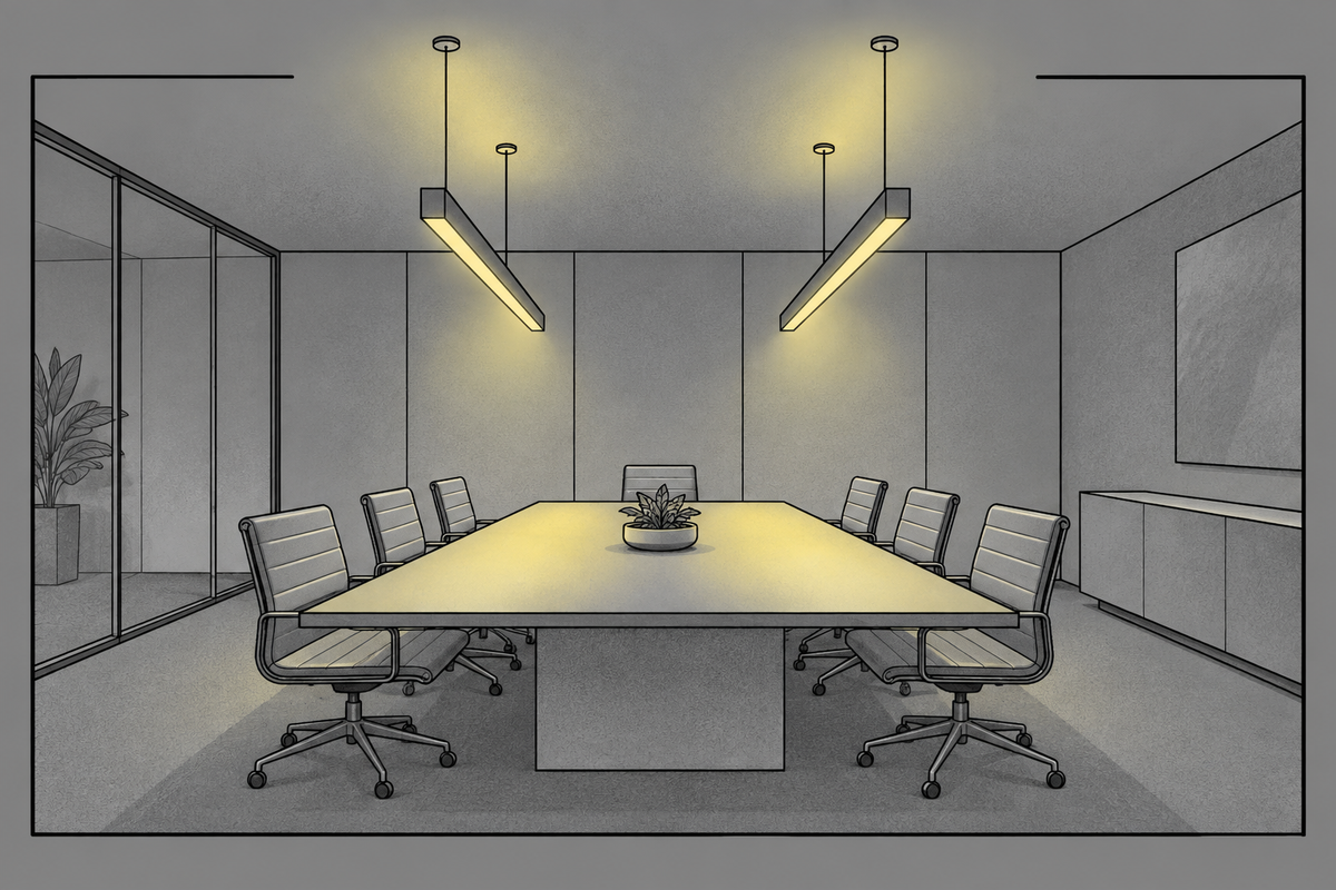 Suspended linear lighting illustration